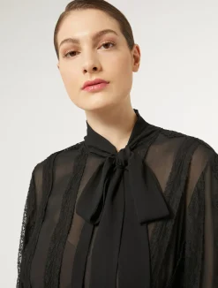 Abito in georgette di seta e pizzo*Marina Rinaldi Hot
