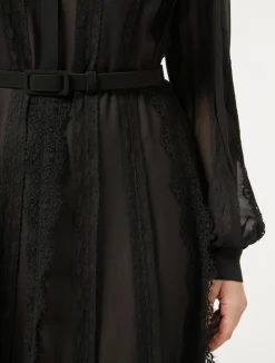 Abito in georgette di seta e pizzo*Marina Rinaldi Hot