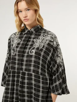 Abito lungo check con ricamo*Marina Rinaldi Online