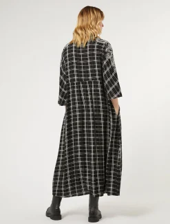Abito lungo check con ricamo*Marina Rinaldi Online