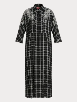 Abito lungo check con ricamo*Marina Rinaldi Online
