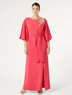 Abito lungo in cady con ricami*Marina Rinaldi Discount