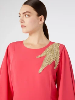 Abito lungo in cady con ricami*Marina Rinaldi Discount