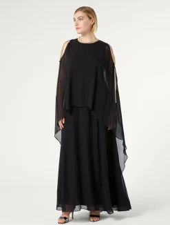 Abito lungo in georgette di seta*Marina Rinaldi Outlet