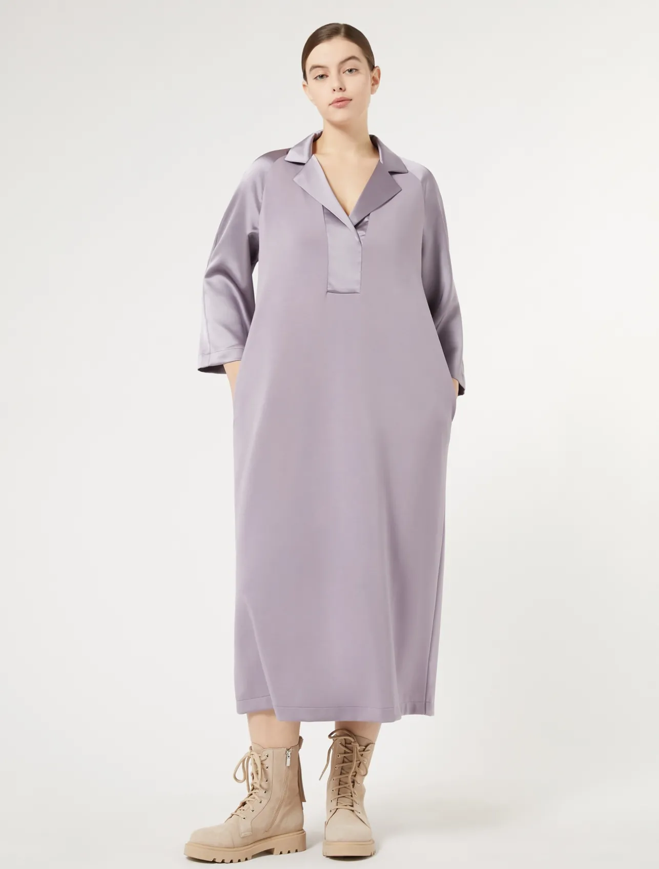 Abito lungo in jersey e raso*Marina Rinaldi Outlet
