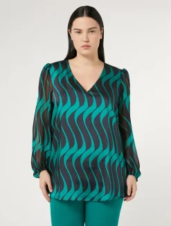 Blusa in twill e georgette*Marina Rinaldi Online