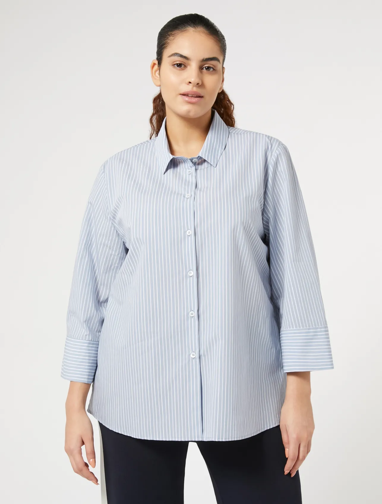 Camicia in misto cotone tinto filo*Marina Rinaldi Fashion