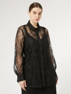 Camicia in pizzo con paillettes*Marina Rinaldi Outlet