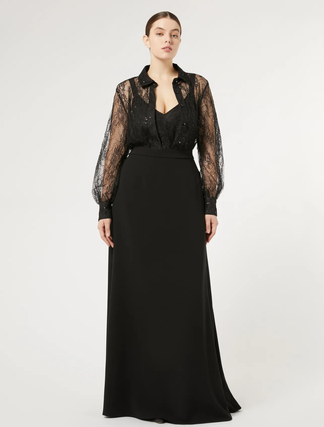 Camicia in pizzo con paillettes*Marina Rinaldi Outlet