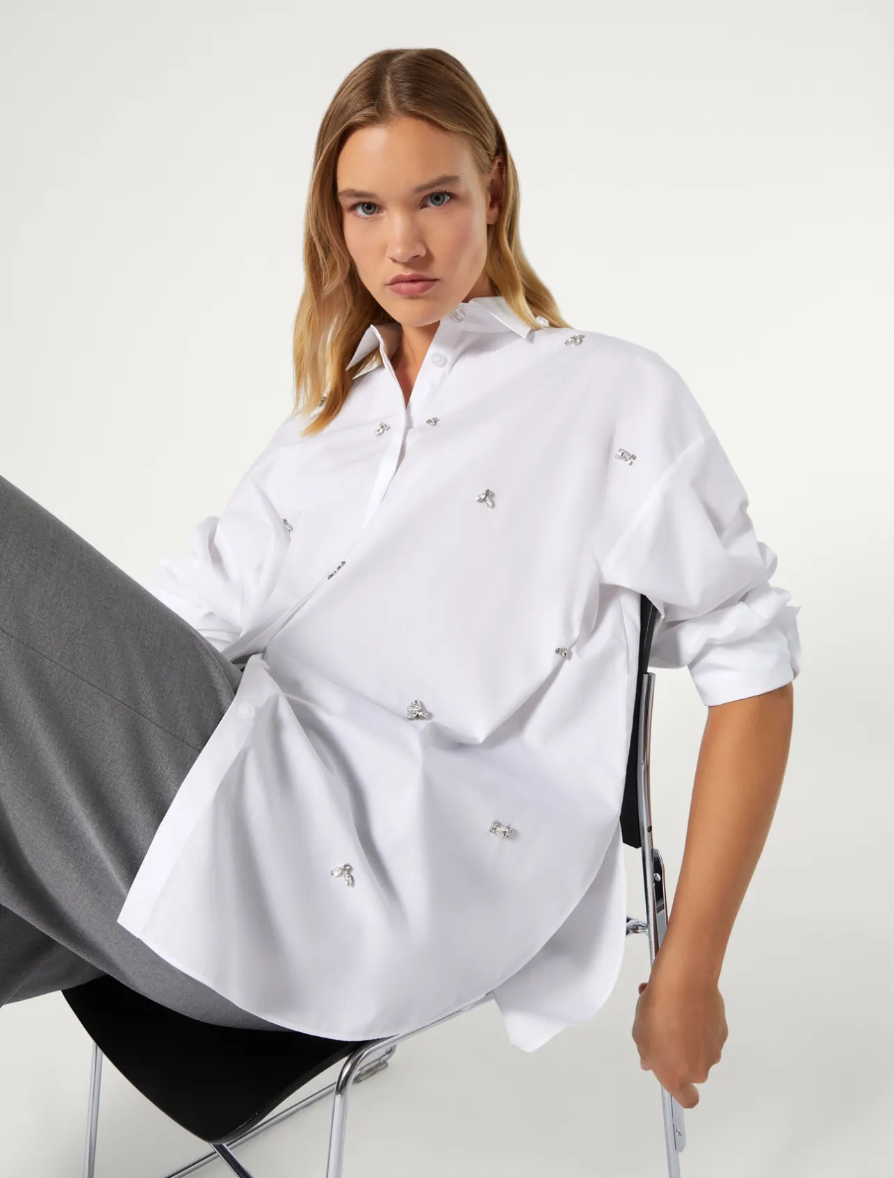 Camicia in popeline con ricamo*Marina Rinaldi Discount