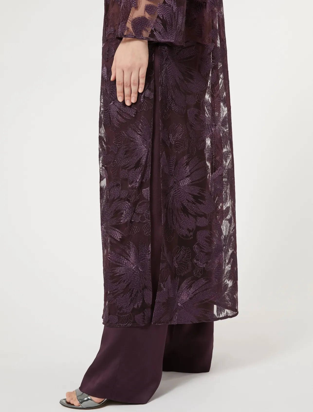 Casacca lunga in tulle con ricami*Marina Rinaldi Fashion