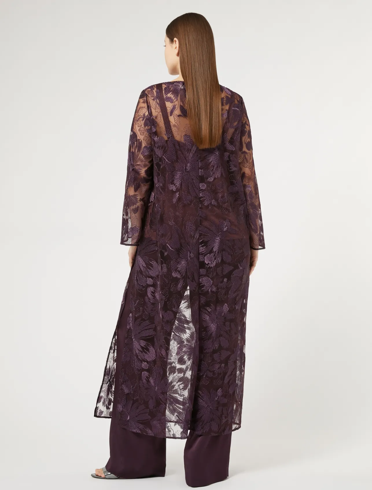 Casacca lunga in tulle con ricami*Marina Rinaldi Fashion