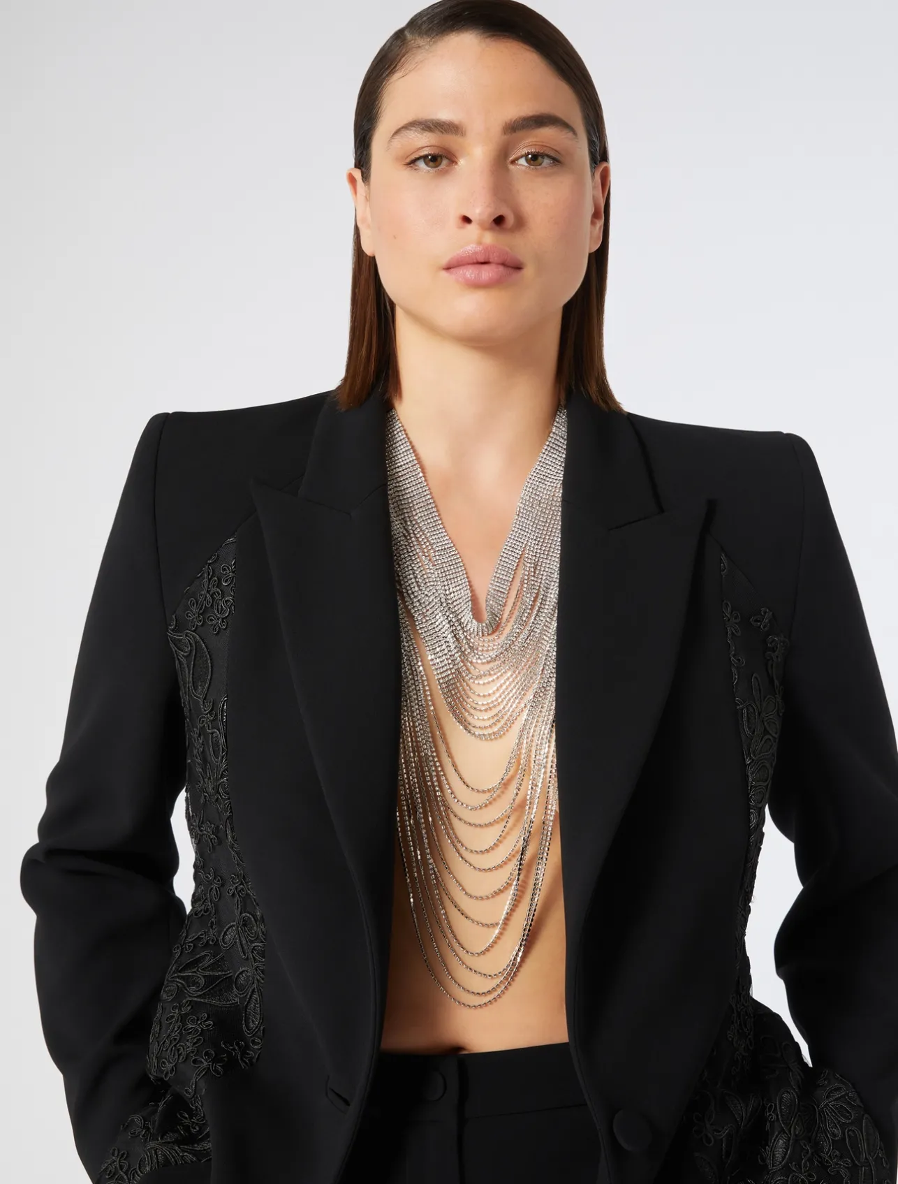 Giacca blazer in cady e tulle*Marina Rinaldi Outlet