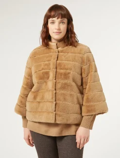 Giaccone in tessuto effetto pelliccia e tela di nylon*Marina Rinaldi Online