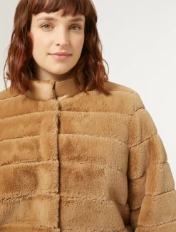 Giaccone in tessuto effetto pelliccia e tela di nylon*Marina Rinaldi Online