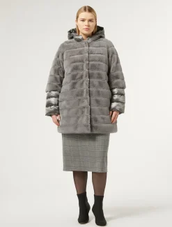 Giaccone in tessuto effetto pelliccia e tela di nylon*Marina Rinaldi Best