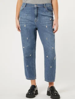 Jeans boyfriend in denim ricamato*Marina Rinaldi Clearance