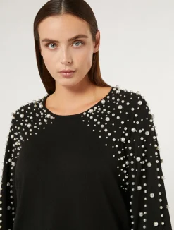 Maglia in viscosa stretch con perle*Marina Rinaldi Discount