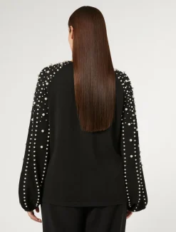 Maglia in viscosa stretch con perle*Marina Rinaldi Discount