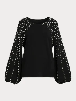 Maglia in viscosa stretch con perle*Marina Rinaldi Discount