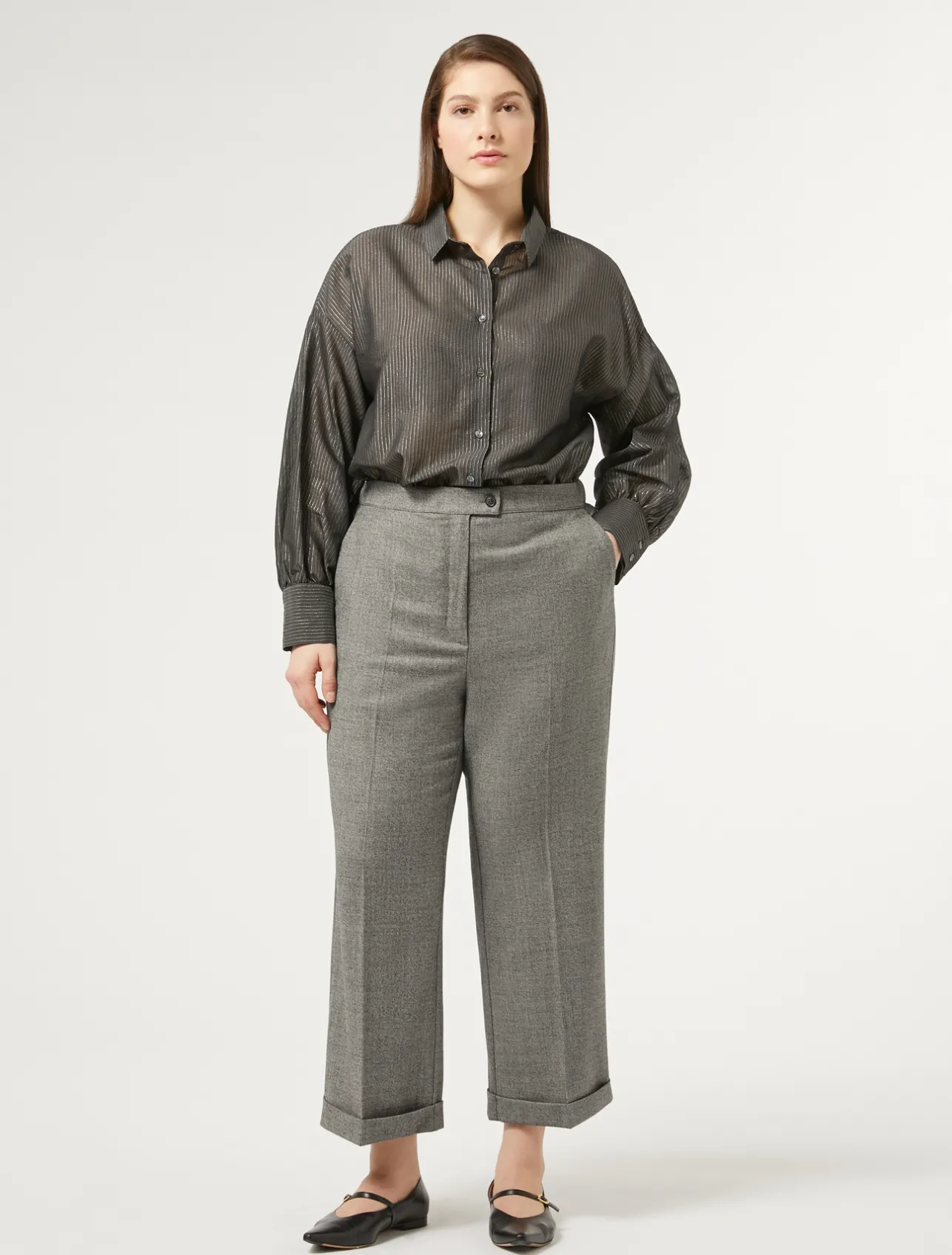 Pantaloni in flanella di lana*Marina Rinaldi Clearance