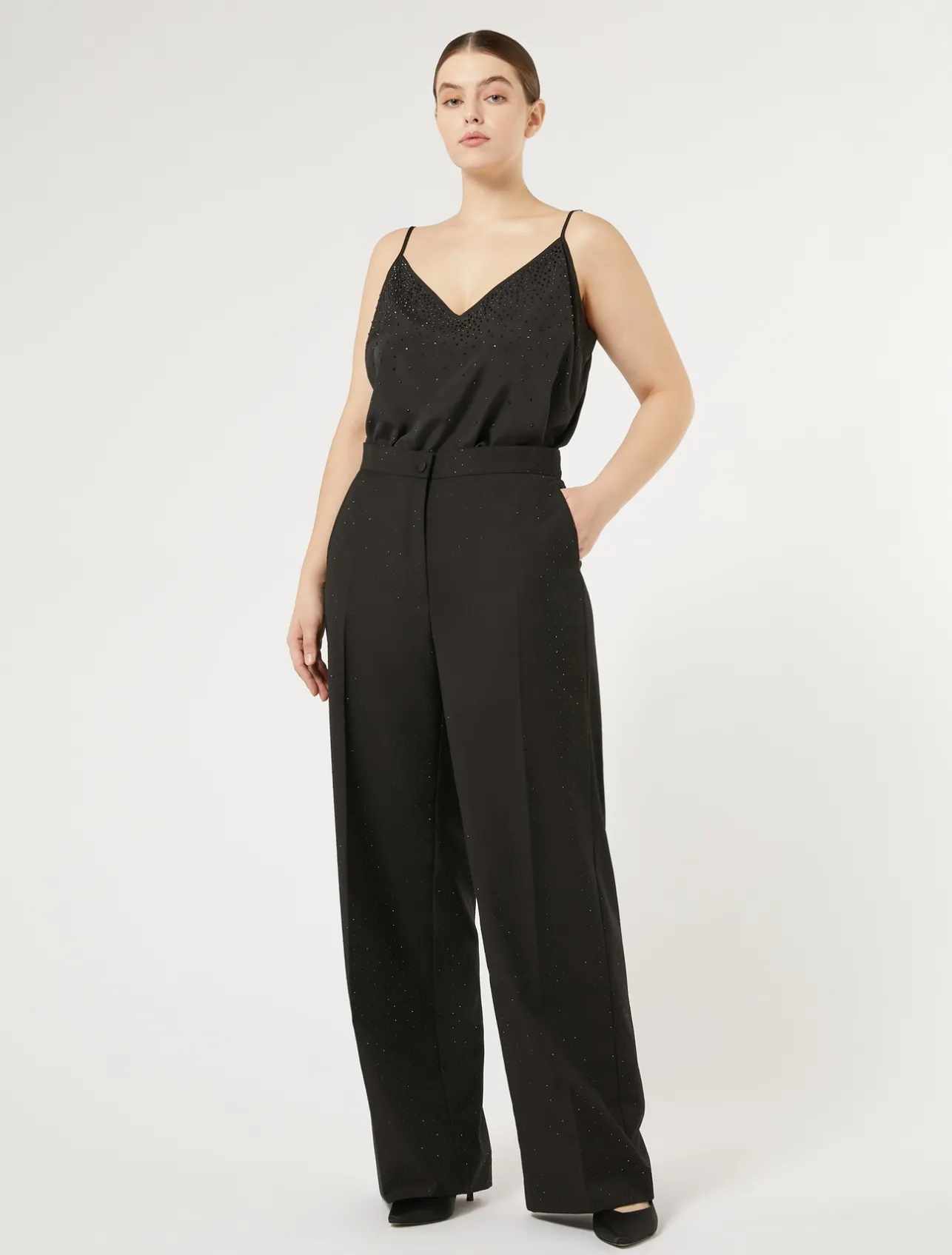 Pantaloni in levantina con strass*Marina Rinaldi Outlet