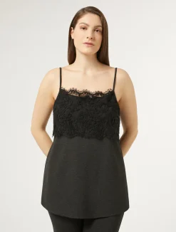 Top in jersey con pizzo*Marina Rinaldi Outlet