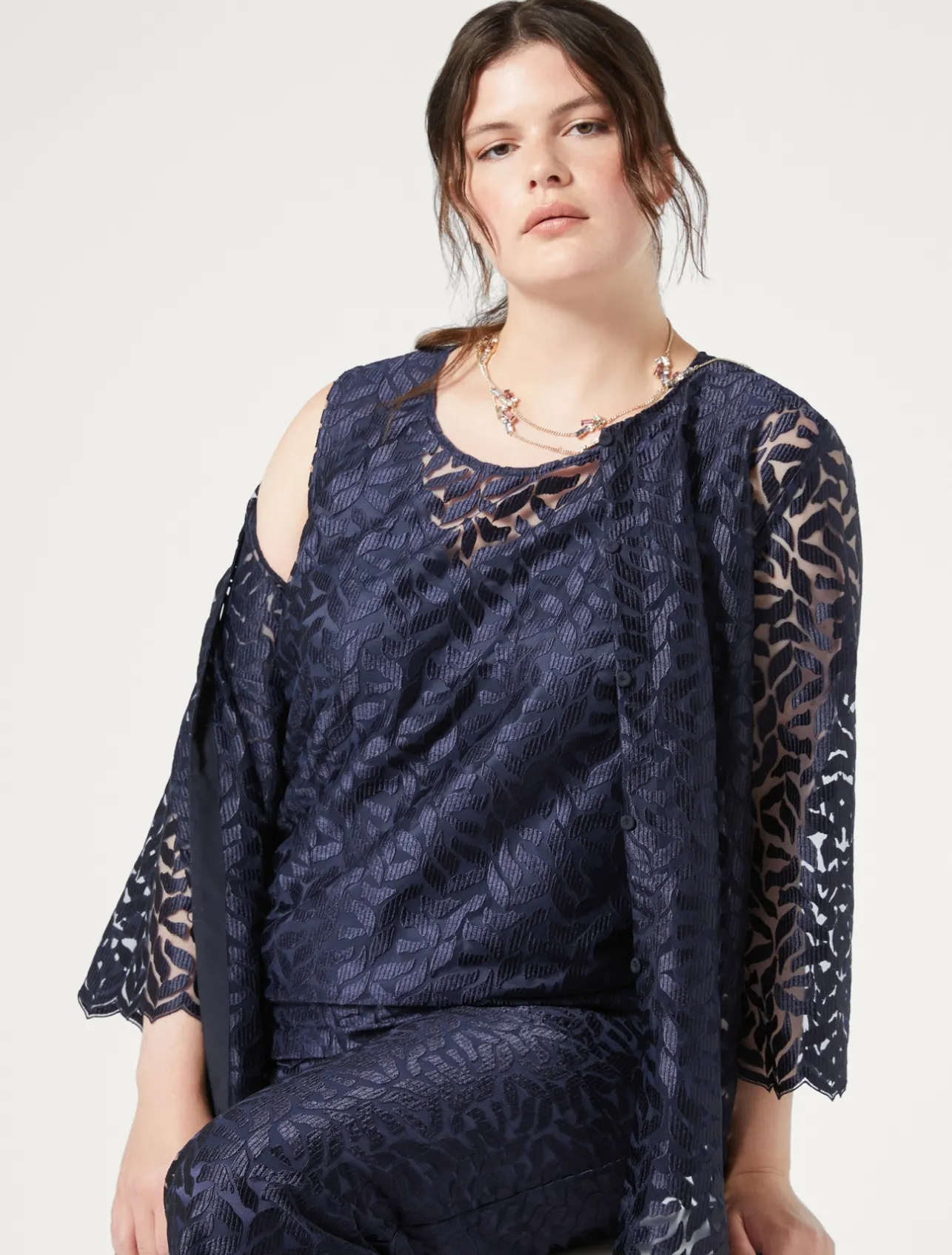 Top in tulle ricamato*Marina Rinaldi Discount