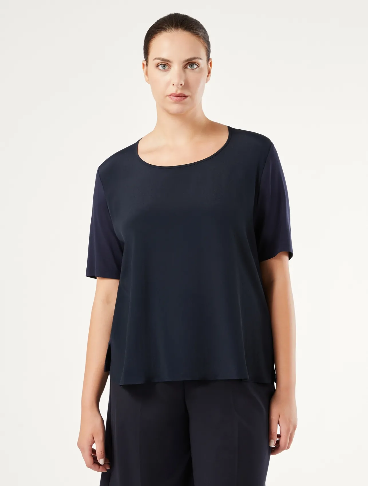 T-shirt in jersey, acetato e seta*Marina Rinaldi New
