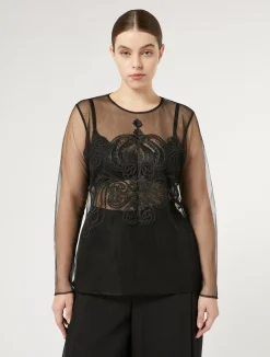 T-shirt in tulle con ricamo*Marina Rinaldi Sale