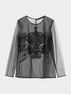T-shirt in tulle con ricamo*Marina Rinaldi Sale